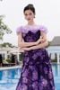 Đầm maxi trễ vai tím hoa