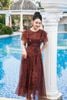 Đầm maxi nâu họa tiết hoa