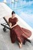 Đầm maxi nâu họa tiết hoa
