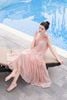 Đầm maxi hồng dáng rộng không tay
