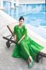 Đầm maxi xanh lá cây dáng rộng có tay