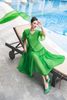 Đầm maxi xanh lá cây dáng rộng có tay
