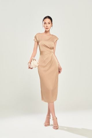 Đầm liền cổ thuyền xếp li lệch Naila