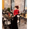 ĐẦM TIỆC ĐEN ĐUÔI CÁ ĐÍNH HOA HỒNG