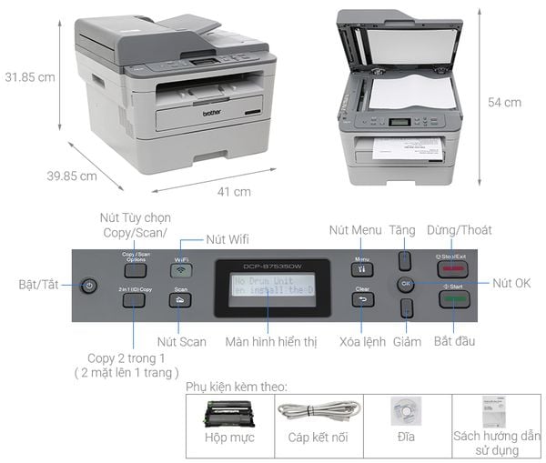 Máy in laser trắng đen Brother DCP-7535DW