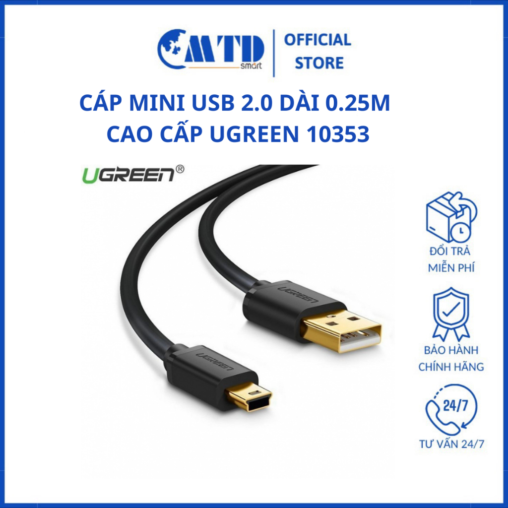 CÁP MINI USB 2.0 DÀI 0.25M CAO CẤP UGREEN 10353