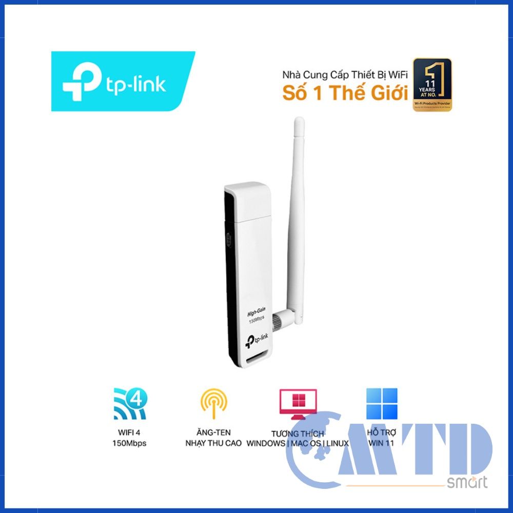 Card mạng không dây USB TP-Link TL-WN722N Wireless N150Mbps