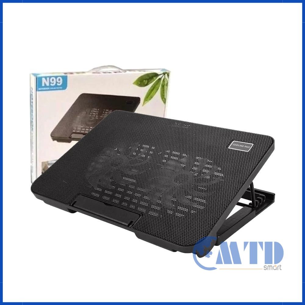 Đế Tản Nhiệt Laptop N99 COOLING PAD cho laptop từ 17 inch trở xuống - Loại Cao Cấp, 1 Fan/ 2 Fan , Đế Nâng 45 Độ