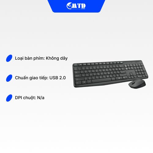 Bộ bàn phím chuột không dây Logitech MK235 Wireless – Bảo hành 12 Tháng