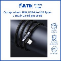 Cáp sạc nhanh 18W, dữ liệu USB-A to USB Type-C chuẩn 2.0 bẻ góc 90 độ - Bảo hành 18 tháng