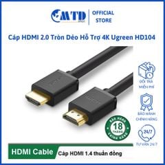 Cáp HDMI 5m 2.0 Tròn Dẻo Hỗ Trợ 4K Ugreen HD104 Chính Hãng