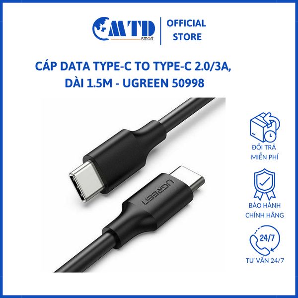 Cáp Data Type-C To Type-C 2.0/3A, Dài 1.5M - Ugreen 50998
