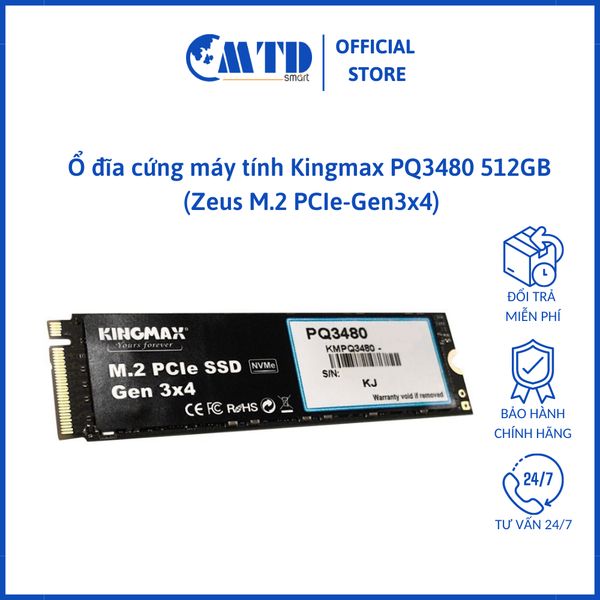 Ổ đĩa cứng máy tính Kingmax PQ3480 512GB (Zeus M.2 PCIe-Gen3x4) – Bảo hành 12 Tháng