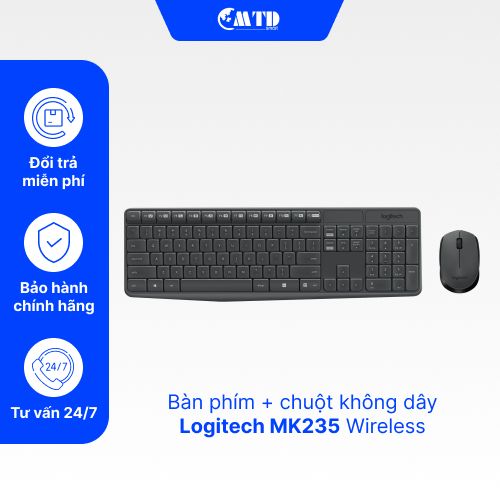 Bộ bàn phím chuột không dây Logitech MK235 Wireless – Bảo hành 12 Tháng