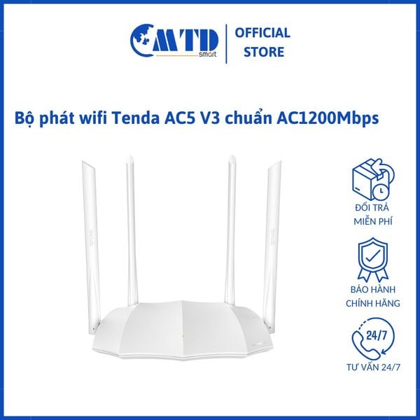 Bộ phát wifi Tenda AC5 V3 chuẩn AC1200Mbps