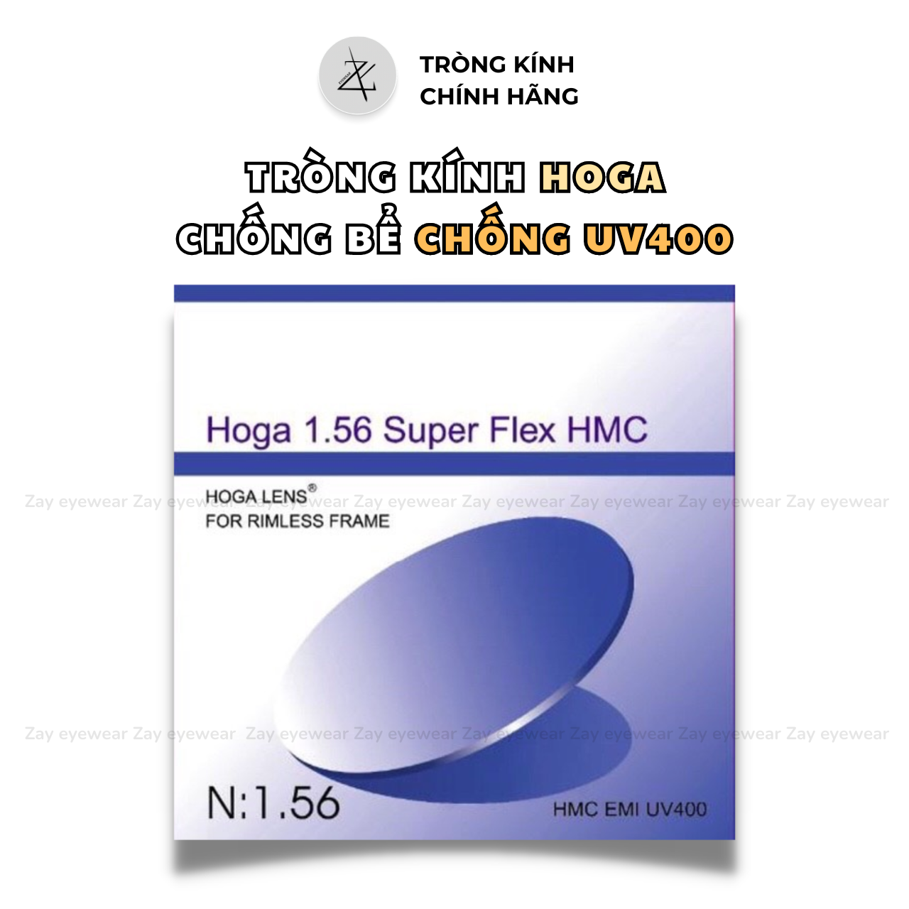 Tròng kính Chống bể cao thích hợp làm gọng khoan 1.59 chống UV400 Hoga Hàn Quốc chính hãng 