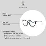  Gọng kính Zay Eyewear TR87008 dáng mắt mèo phong cách hàn quốc 