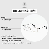 Gọng kính Paul Vosheront PV502 mạ vàng 23k dáng chữ nhật titanium chính hãng fullbox