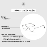 Gọng kính P90309 dáng mắt mèo titanium cao cấp