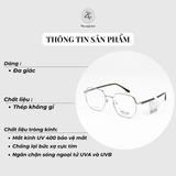 Gọng kính Velocity VL23540 dáng lục giác thép không gỉ chính hãng fullbox