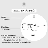 Gọng kính Bolon BA7007 dáng đa giác titanium chính hãng fullbox