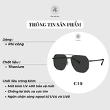 Kính mát phân cực polarized Bolon BL8101 dáng phi công titanium chính hãng fullbox