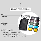  Kính râm cận thời trang Clip on 12147 phân cực 5 Trong 1 nhựa TR90 cao cấp 
