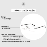 Gọng khoan 71374 hình chữ nhật titanium cao cấp fullbox