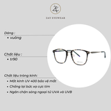  Gọng kính nhựa dáng vuông Zay Eyewear 0832 phong cách hàn quốc 