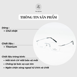 Gọng khoan không viền 26002 dáng đa giác titanium cao cấp