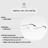 Gọng khoan 98005 dáng hình chữ nhật titanium cao cấp fullbox