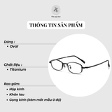 Gọng kính Zay Eyewear M-G2449 dáng oval titanium phong cách thời trang