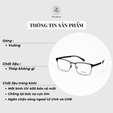 Gọng kính nửa khung Velocity VL23465 dáng vuông thép không rỉ chính hãng fullbox