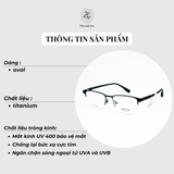 Gọng kính nửa khung Velocity VL23287 dáng vuông thép không rỉ fullbox chính hãng