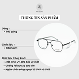 Gọng kính Velocity VL23476 dáng phi công thép không rỉ fullbox chính hãng