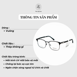 Gọng kính nửa khung Velocity VL23462 dáng vuông thép không rỉ fullbox chính hãng