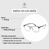 Gọng kính nửa khung Velocity VL29202 dáng vuông thép không rỉ chính hãng fullbox