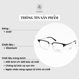 Gọng kính nửa khung Velocity VL23455 dáng vuông thép không rỉ fullbox