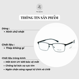 Gọng kính nửa khung Velocity VL23459 chữ nhật thép không rỉ fullbox chính hãng