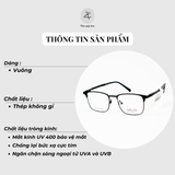 Gọng kính nửa khung Velocity VL23272 dáng vuông thép không rỉ chính hãng fullbox