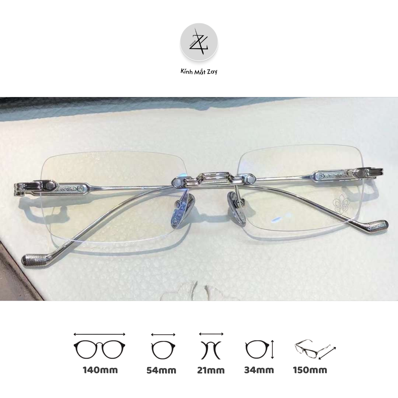  Gọng khoan ốc titanium Zay eyewear CH Soffer II dáng hình chữ nhật phong cách cao cấp 