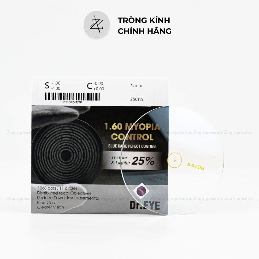 Tròng Kính Kiểm Soát Cận Thị Cho Trẻ Em Dr.EYE 1.60 Myopia Control Độ chính hãng 
