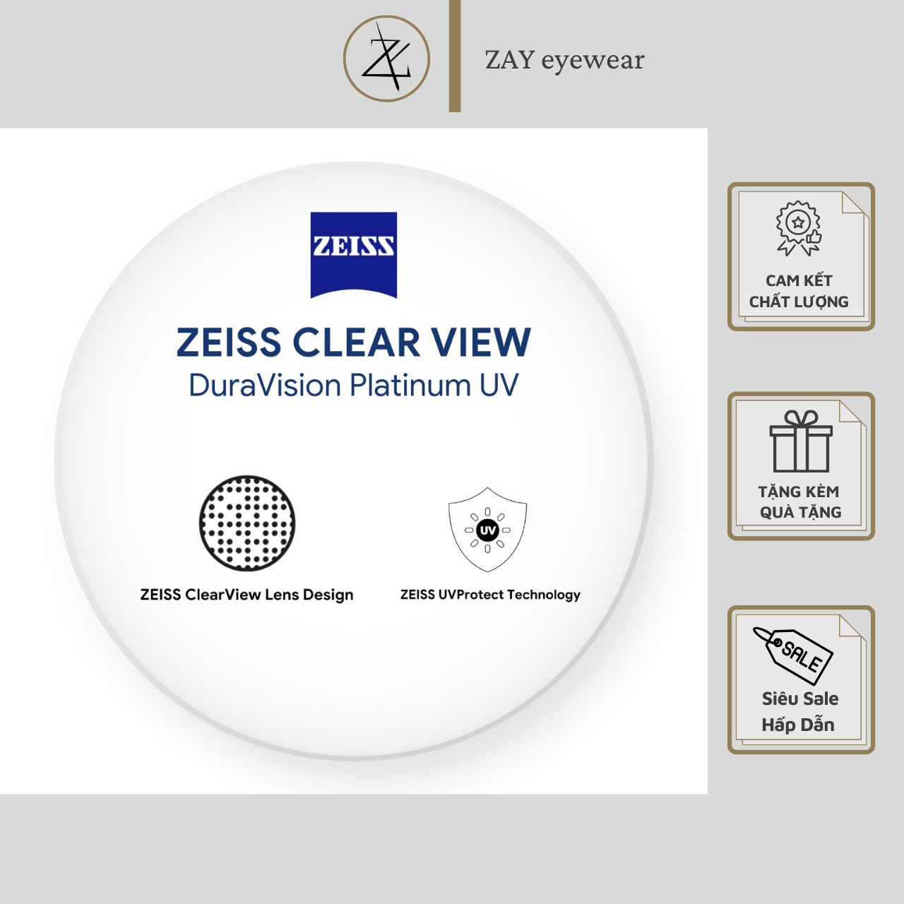 Tròng Kính Zeiss Clearview Freeform BlueGuard Chống Ánh Sáng Xanh Chính hãng 