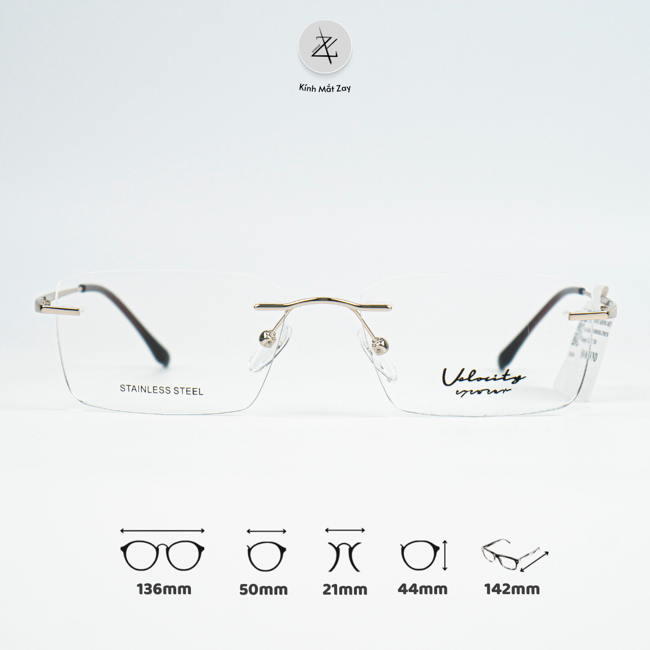  Gọng khoan Velocity VL23279 hình chữ nhật thép không rỉ fullbox chính hãng 