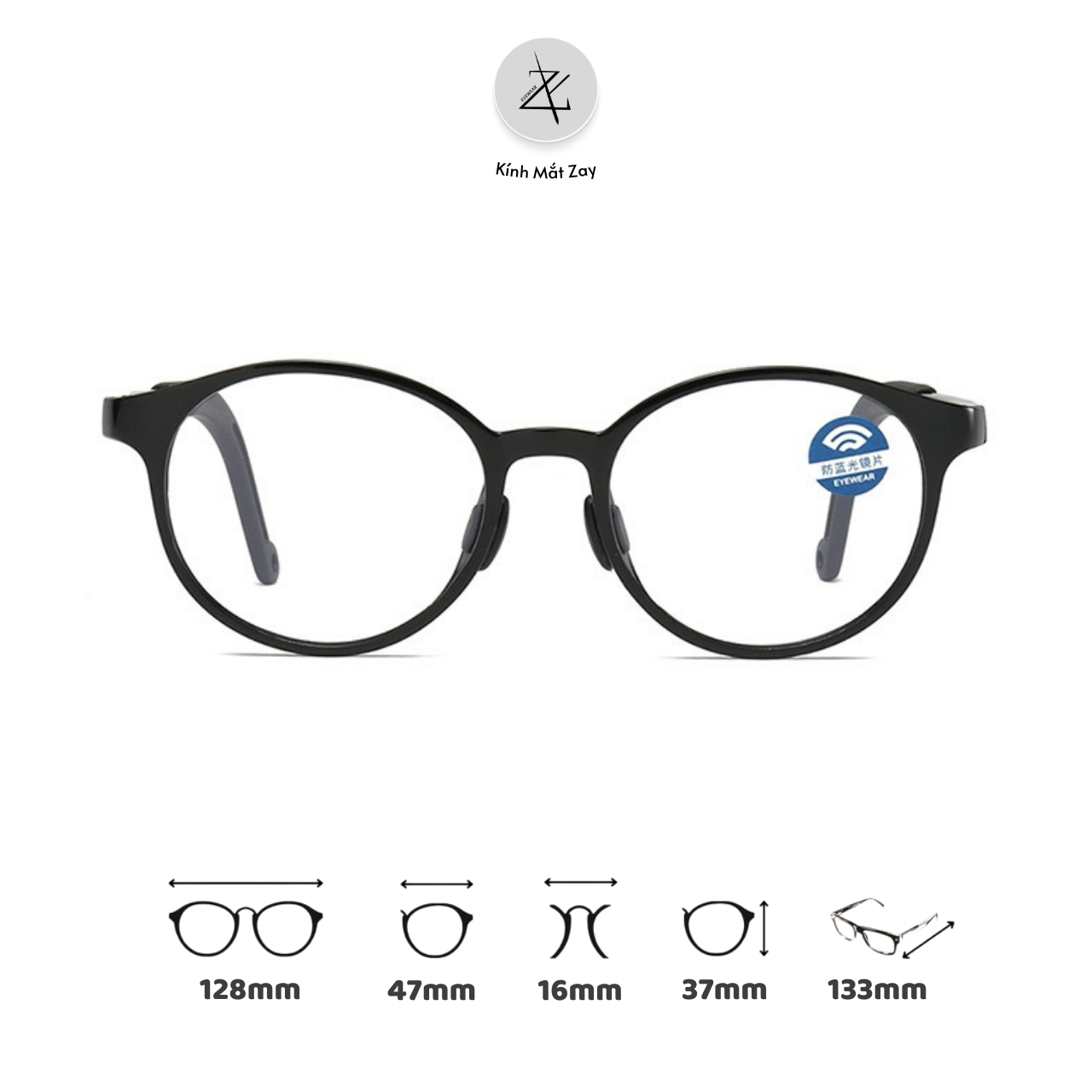  Gọng kính trẻ em Zay eyewear 3156 dáng tròn nhựa TR dẻo Hàn Quốc 