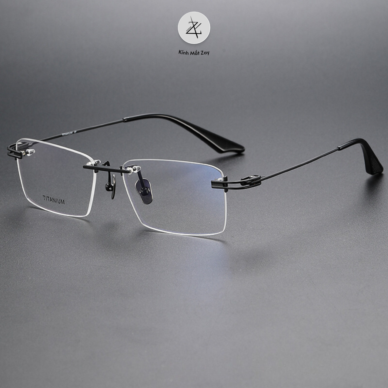  Gọng khoan cận titanium Zay eyewear  80982 dáng oval siêu nhẹ thời trang cao cấp 