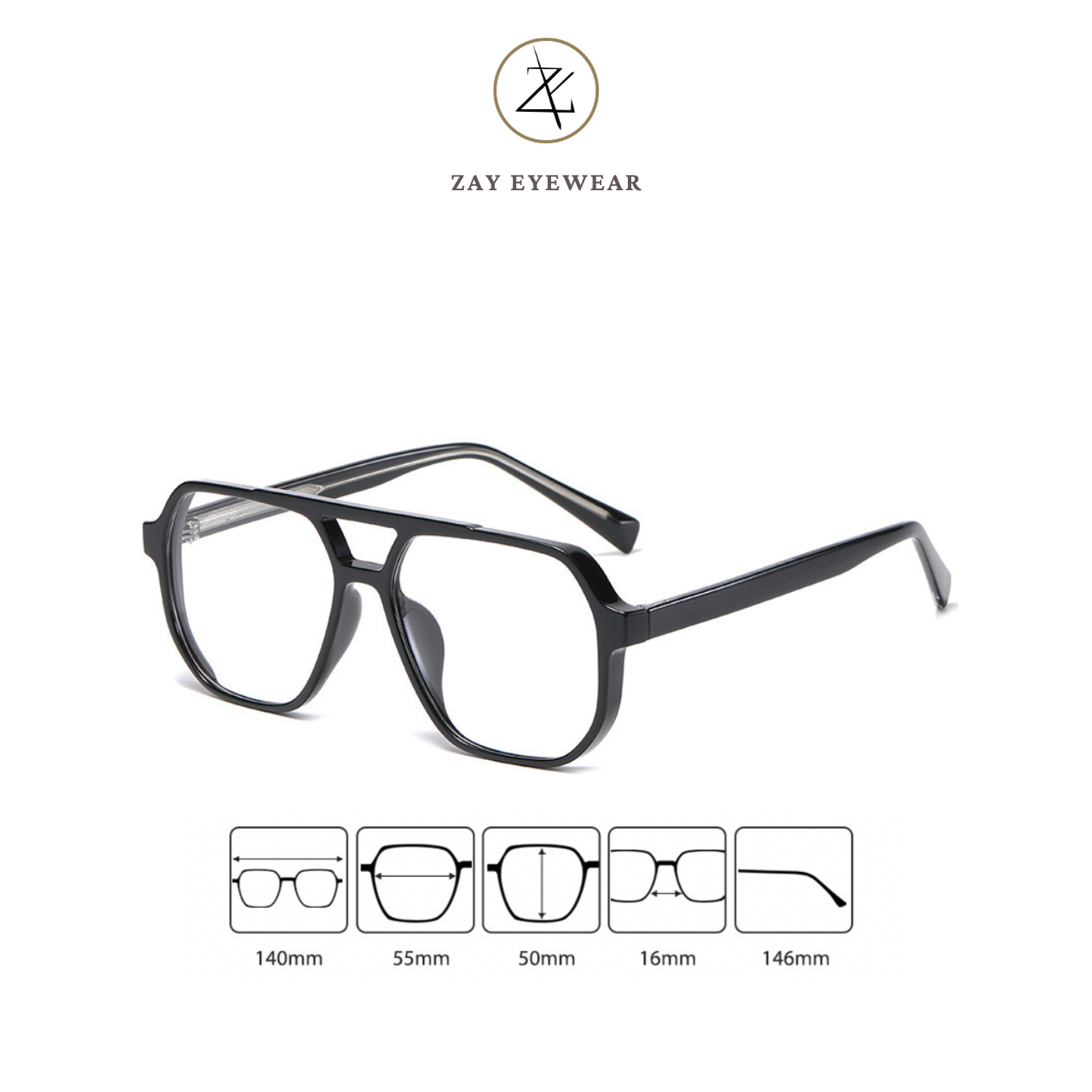  Gọng kính cận loạn nam nữ thời trang Zay eyewear 17174 dáng phi công phong cách thời trang 