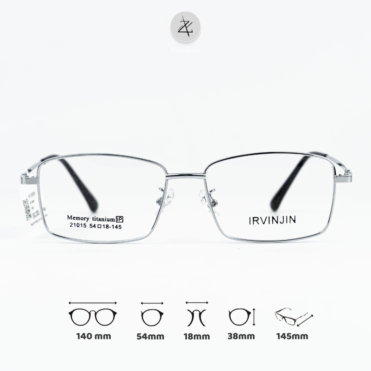  Gọng kính IRVINJIN 21015 dáng hình chữ nhật titanium chính hãng 