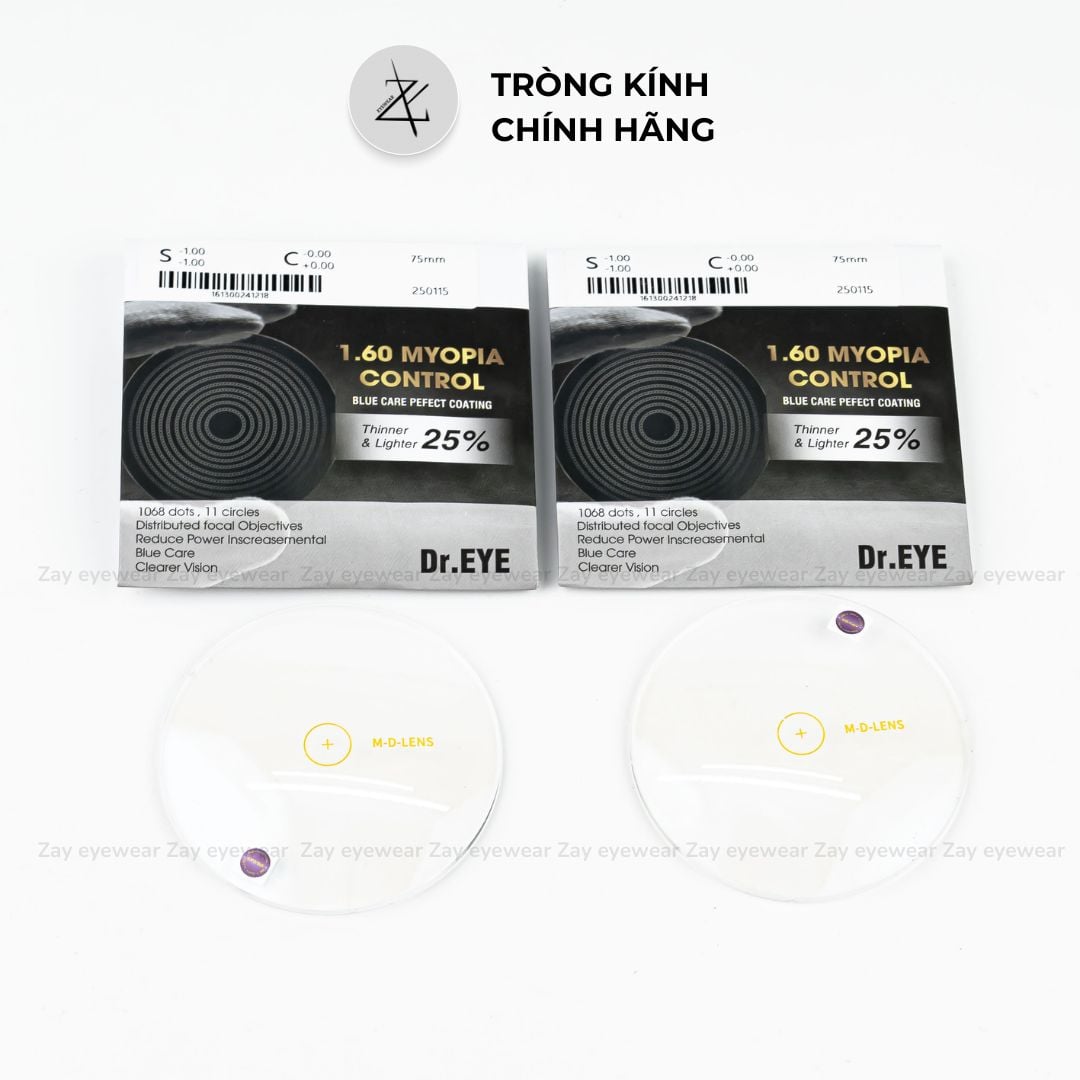  Tròng Kính Kiểm Soát Cận Thị Cho Trẻ Em Dr.EYE 1.60 Myopia Control Độ chính hãng 