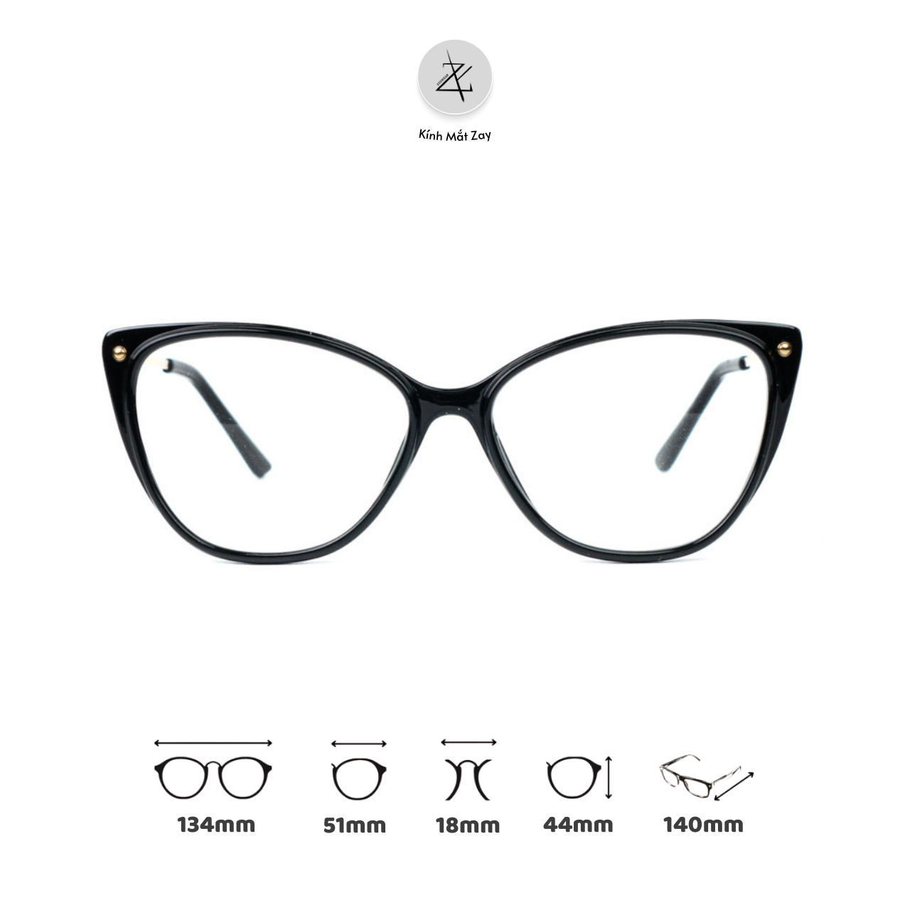  Gọng kính Zay Eyewear TR87008 dáng mắt mèo phong cách hàn quốc 
